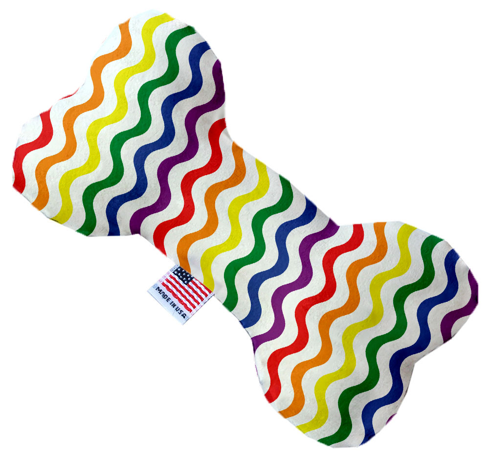 Rainbow Fun Stripes 6 inch Canvas Bone Dog Toy