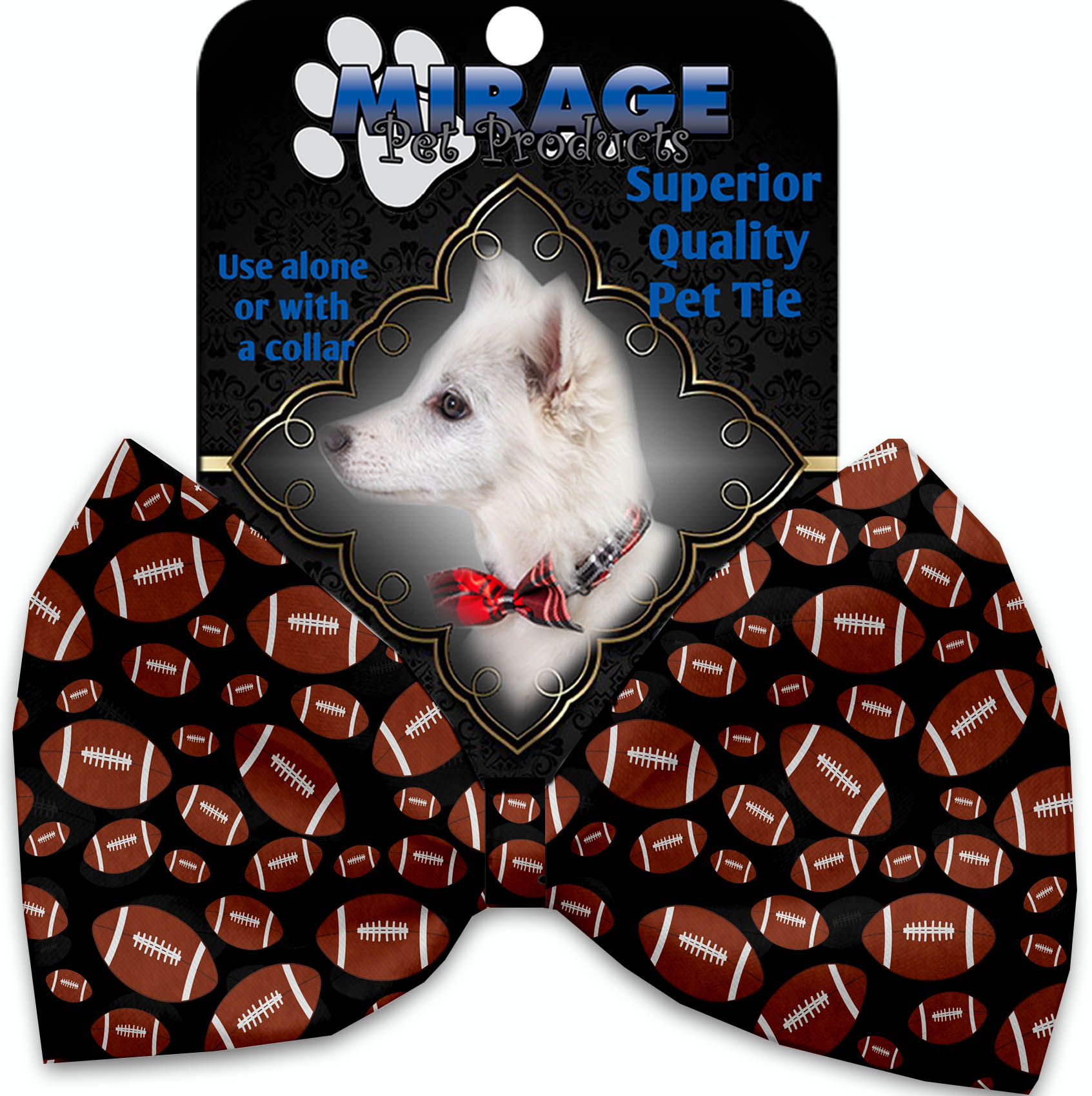 Footballs Pet Bow Tie Collar Accessory with Velcro