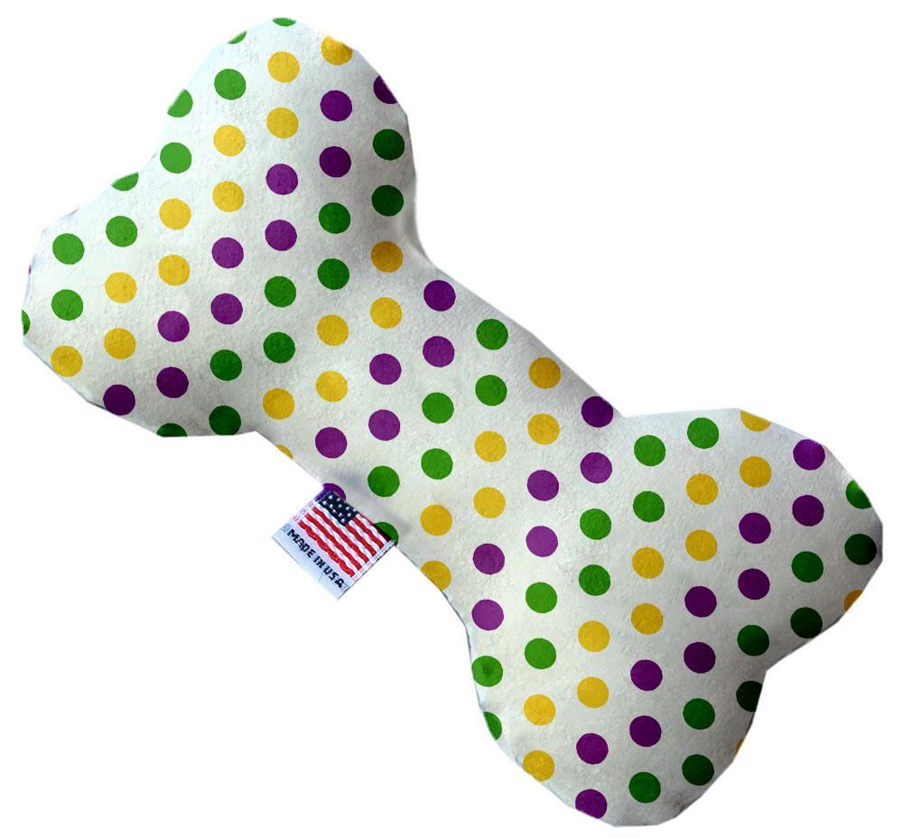 Mardi Gras Polka Dots 6 inch Heart Dog Toy