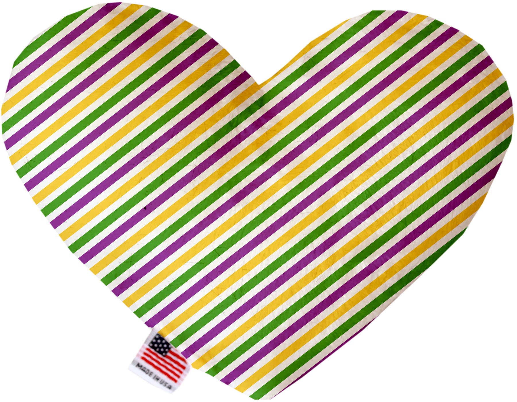 Mardi Gras Stripes 6 inch Heart Dog Toy