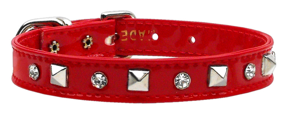 Patent Crystal and Pyramid Collars Red 12