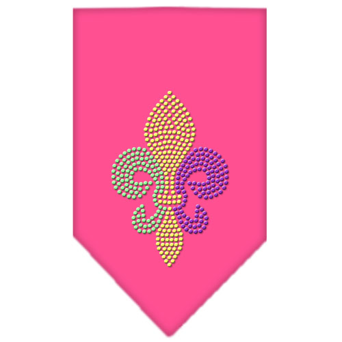 Mardi Gras Fleur De Lis Rhinestone Bandana Bright Pink Large