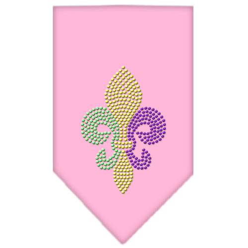 Mardi Gras Fleur De Lis Rhinestone Bandana Light Pink Large