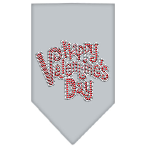 Happy Valentines Day Rhinestone Bandana Grey Small