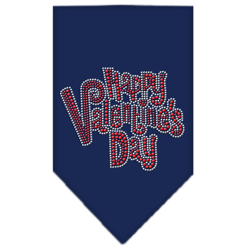 Happy Valentines Day Rhinestone Bandana Navy Blue Small