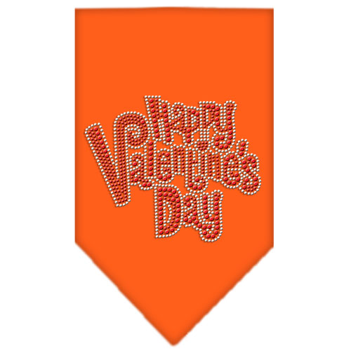 Happy Valentines Day Rhinestone Bandana Orange Large