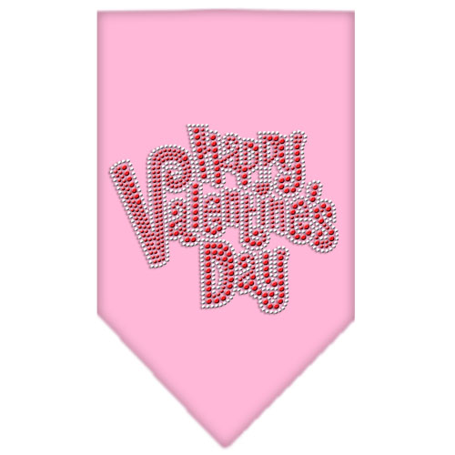 Happy Valentines Day Rhinestone Bandana Light Pink Large