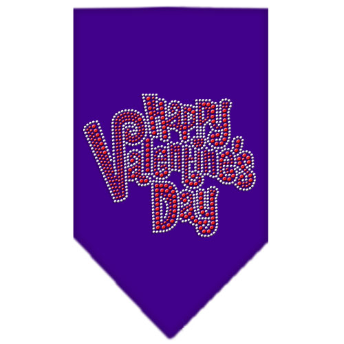 Happy Valentines Day Rhinestone Bandana Purple Large