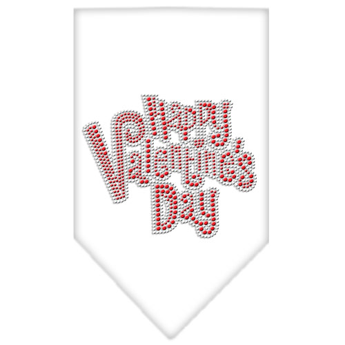 Happy Valentines Day Rhinestone Bandana White Large