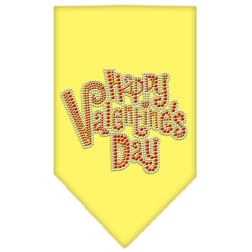 Happy Valentines Day Rhinestone Bandana Yellow Small