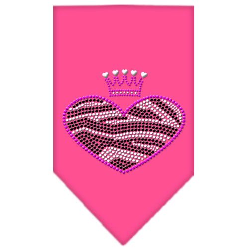 Zebra Heart Rhinestone Bandana Bright Pink Small