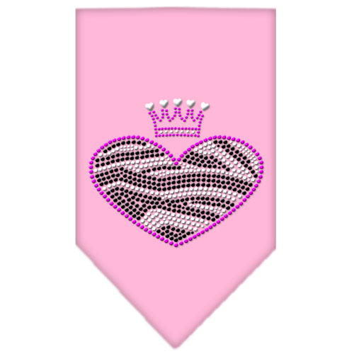 Zebra Heart Rhinestone Bandana Light Pink Small