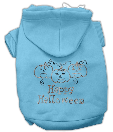 Happy Halloween Rhinestone Hoodies Baby Blue L