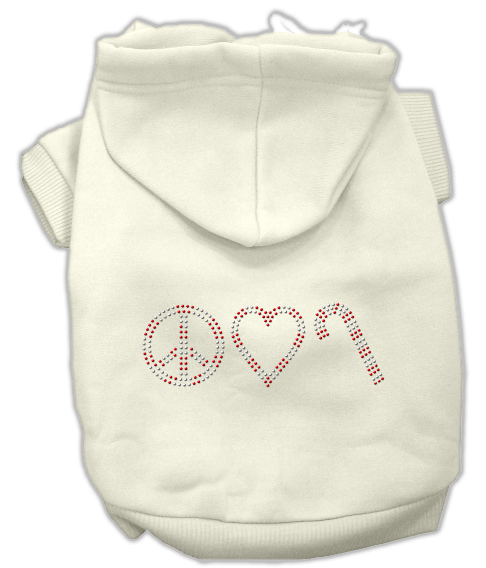 Peace, Love and Candy Canes Hoodies Cream L
