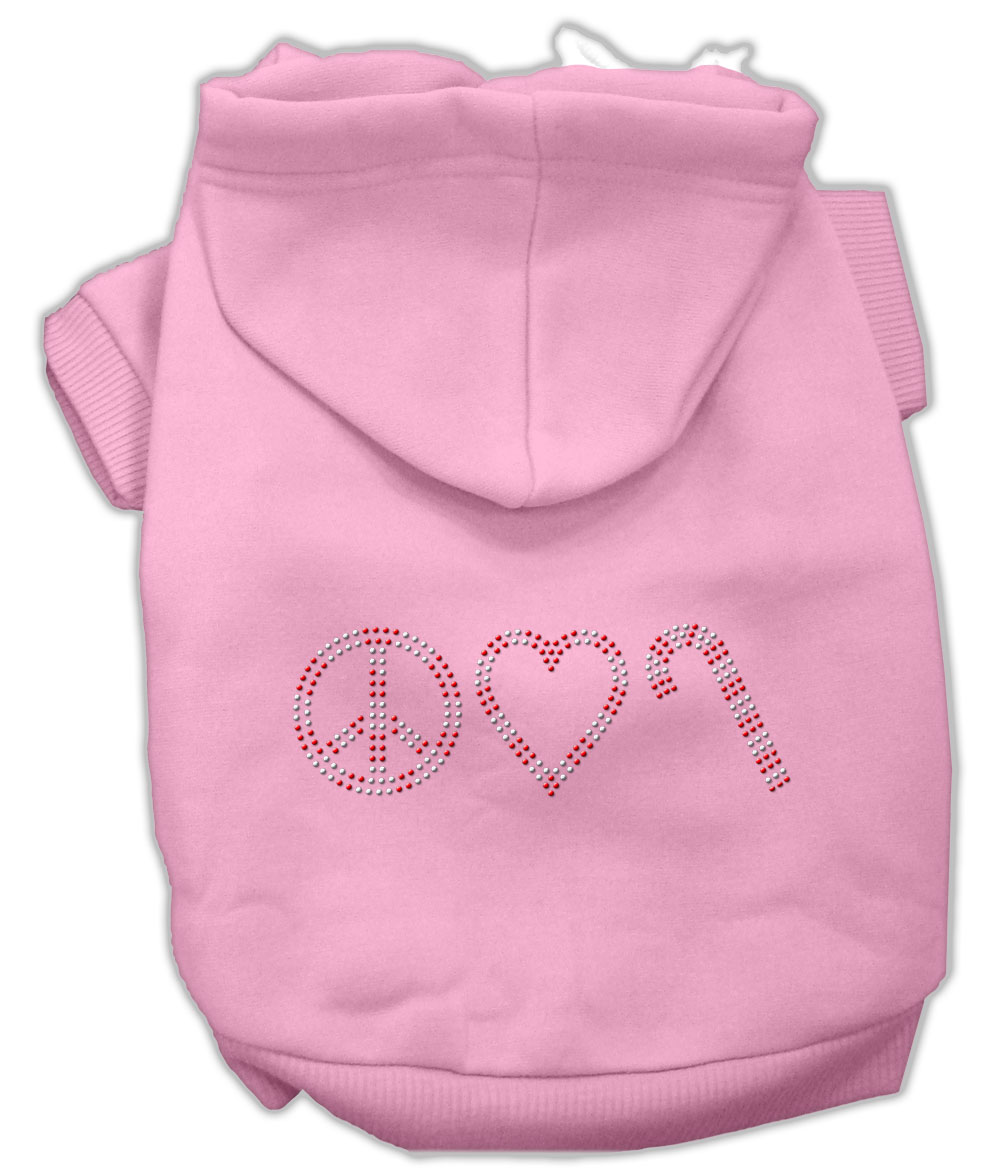 Peace, Love and Candy Canes Hoodies Pink L