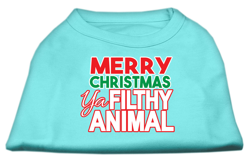 Ya Filthy Animal Screen Print Pet Shirt Aqua Med