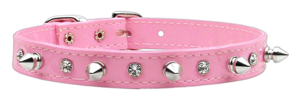 Patent Crystal and Spike Collars Pink 16